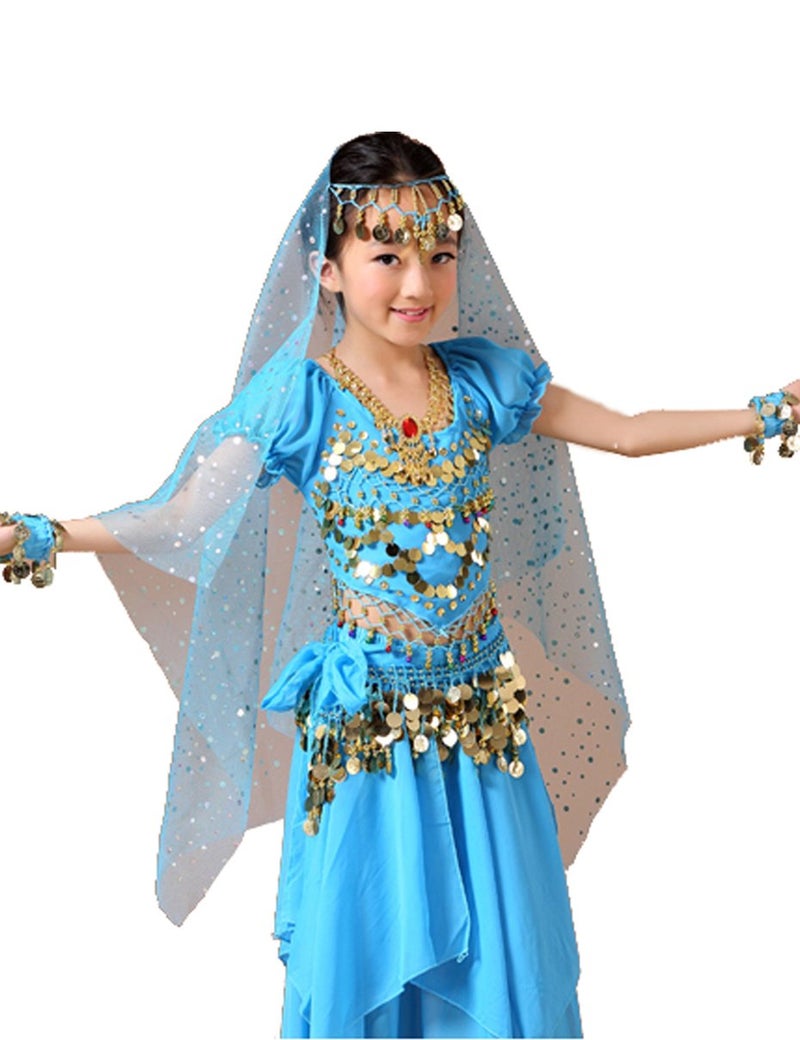 Astage Girls Princess Costume Halloween Dance Sets Sky Blue L 11 to 13 Years - Image 4